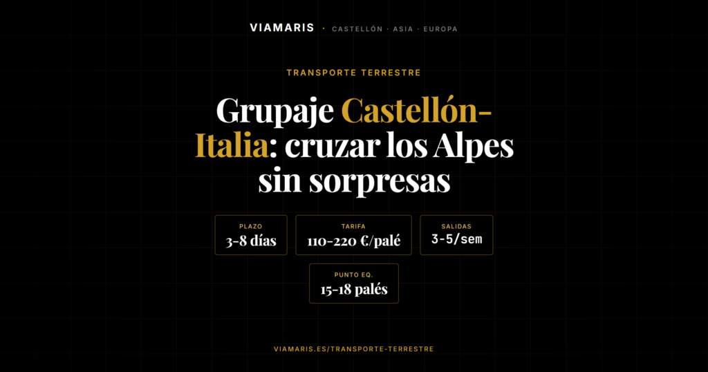 Grupaje Castellón Italia rutas y tarifas Viamaris