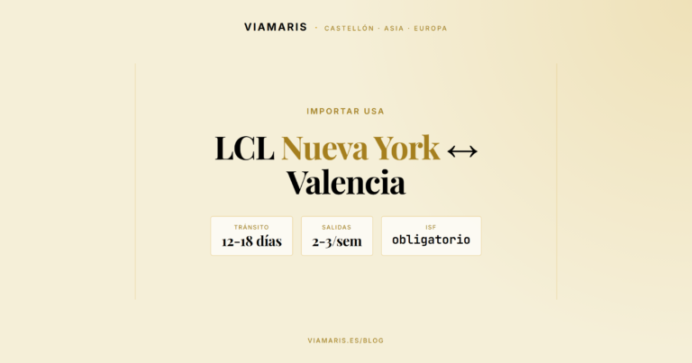 LCL Nueva York-Valencia: importar de la costa Este por LCL marítimo (2026)
